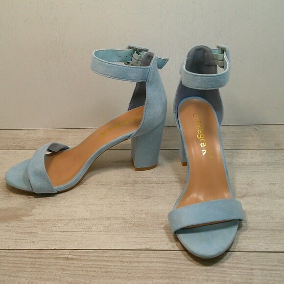 Allegra K Women's Open Toe High Chunky Heel Buckle Ankle Strap Sandals Size 7 - Picture 1 of 10